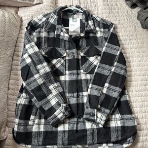 A New Day Girls' Black & White Plaid Shacket Jacket